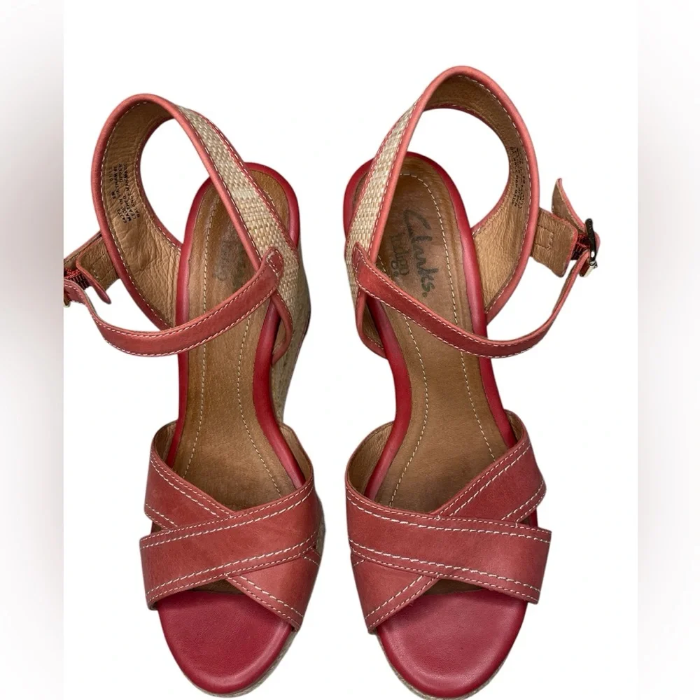 Clarks women’s Amelia Air leather espadrille wedge platform sandals